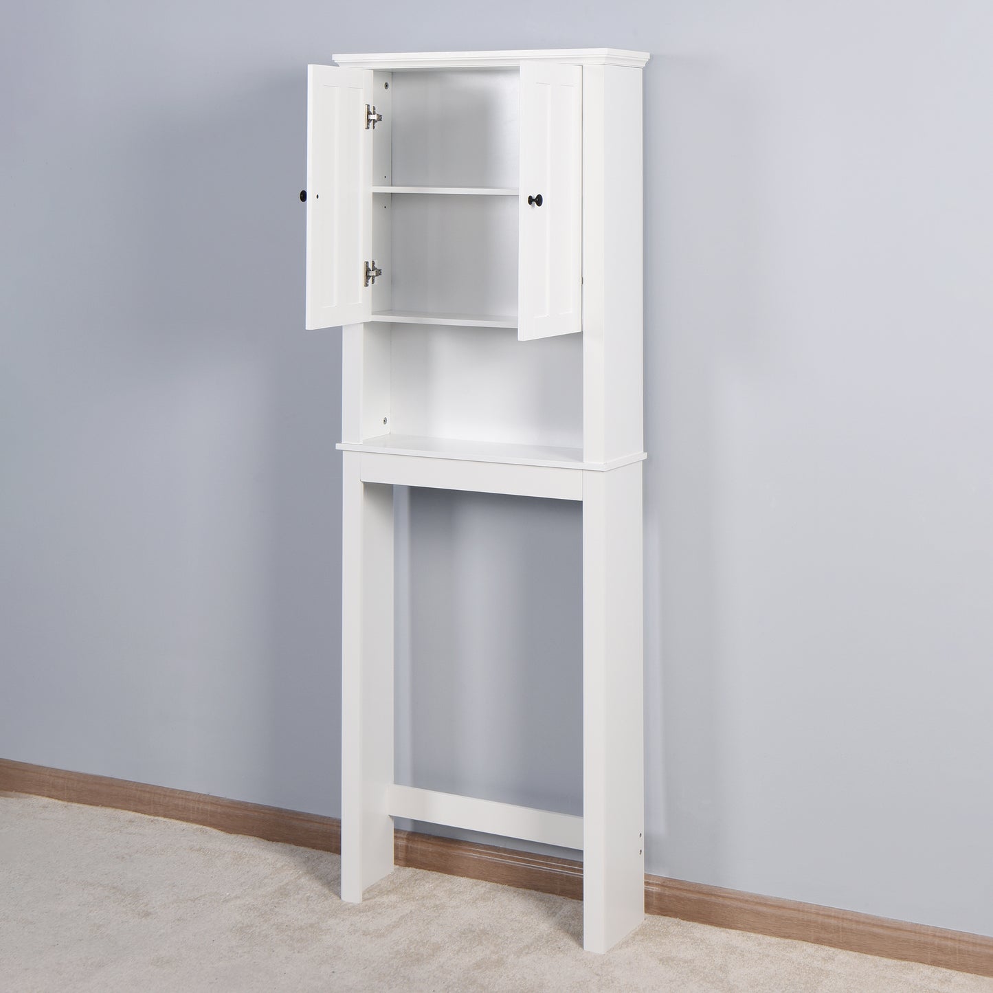 Bathroom Wooden Storage Cabinet Over-The-Toilet Space Saver with Adjustable Shelf, 23.62x7.72x67.32, Perfect for Minimalist Organization