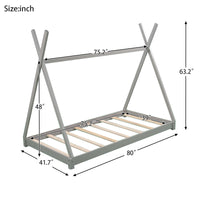 Modern Twin Size Triangle Structure Platform Bed In Gray For Stylish Bedrooms