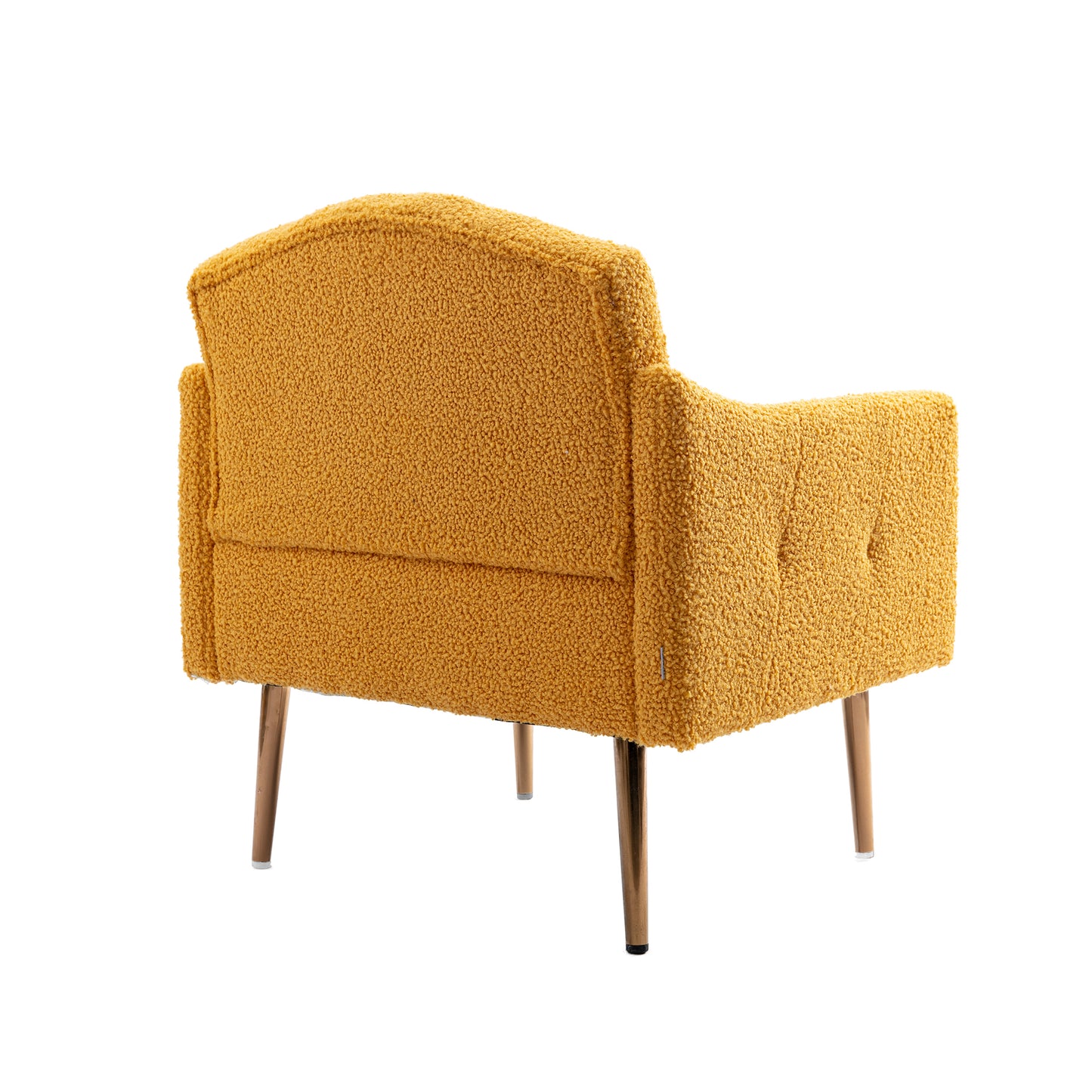 Modern Accent Chair With Arms, Upholstered Tufted Armchair With Gold Metal Legs, Comfortable Reading Chair For Living Room, Bedroom, Office