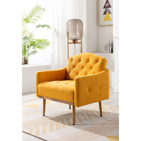 Modern Accent Chair With Arms, Upholstered Tufted Armchair With Gold Metal Legs, Comfortable Reading Chair For Living Room, Bedroom, Office