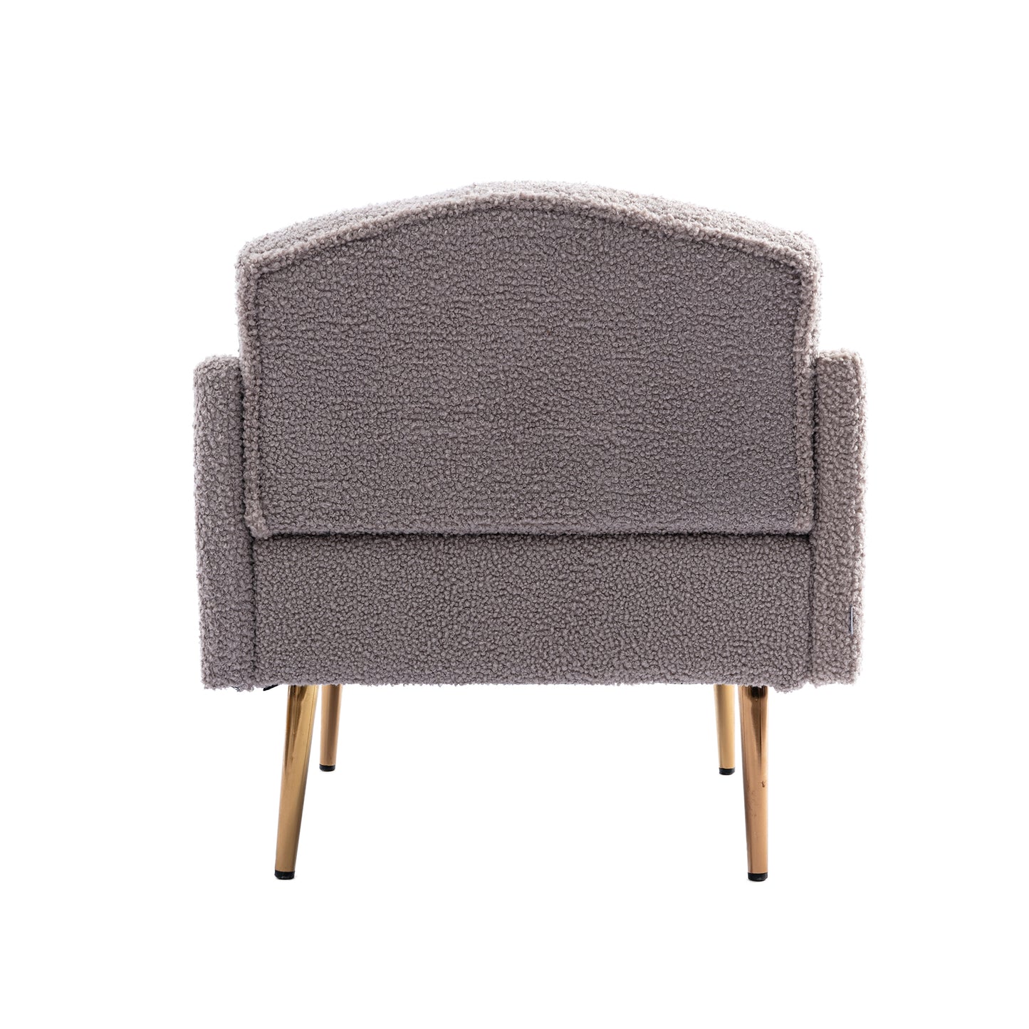 Modern Accent Chair with Arms, Tufted Decorative Fabric Upholstered Armchair with Gold Metal Legs, Stylish Reading Chair (Grey Teddy)