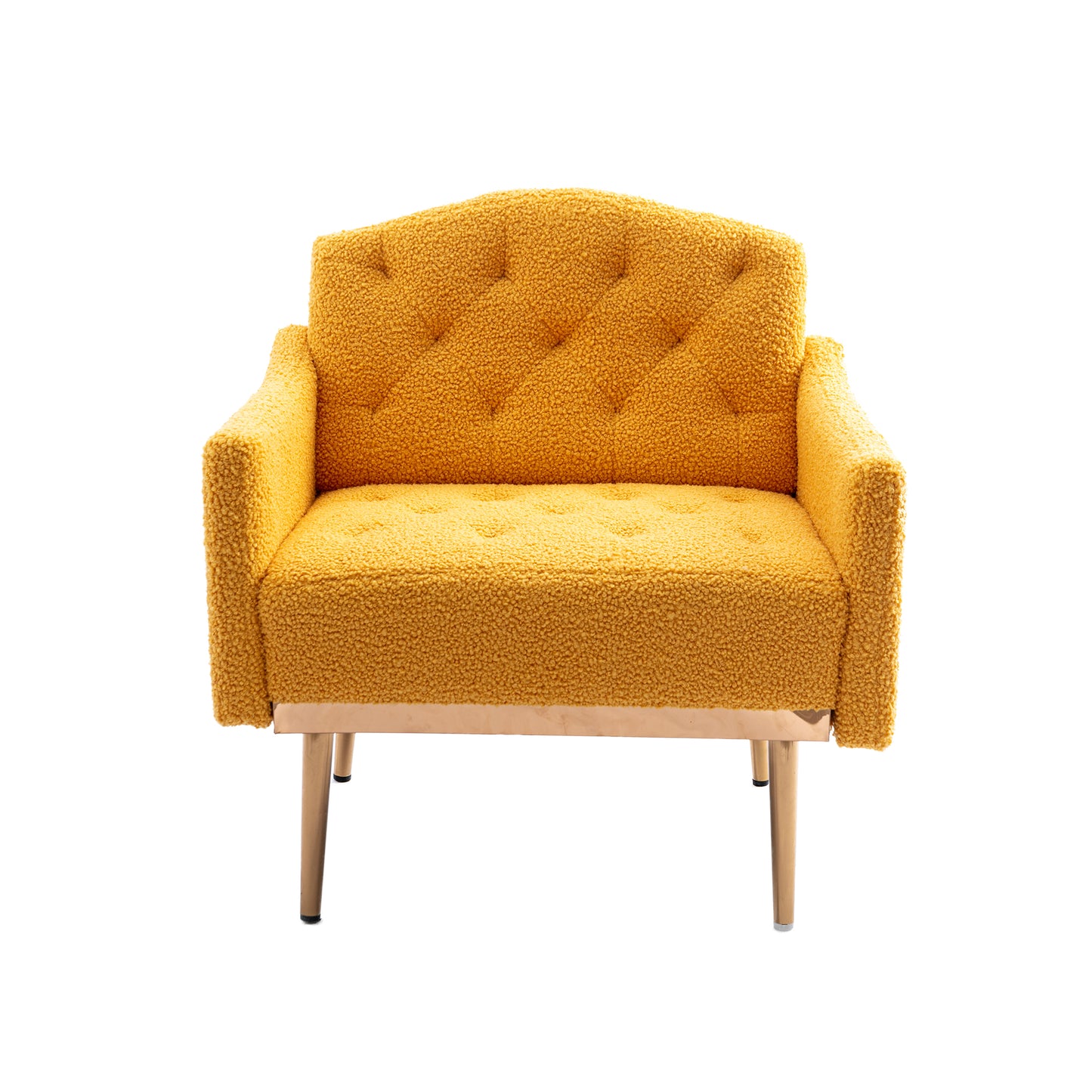 Modern Accent Chair With Arms, Upholstered Tufted Armchair With Gold Metal Legs, Comfortable Reading Chair For Living Room, Bedroom, Office