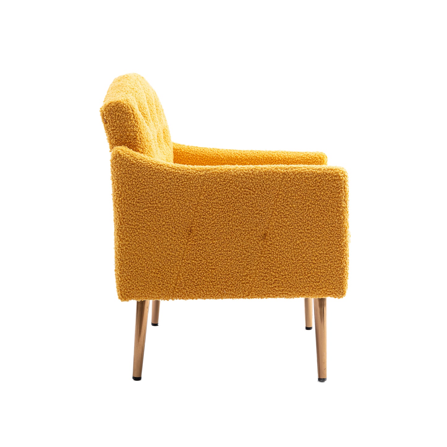 Modern Accent Chair With Arms, Upholstered Tufted Armchair With Gold Metal Legs, Comfortable Reading Chair For Living Room, Bedroom, Office