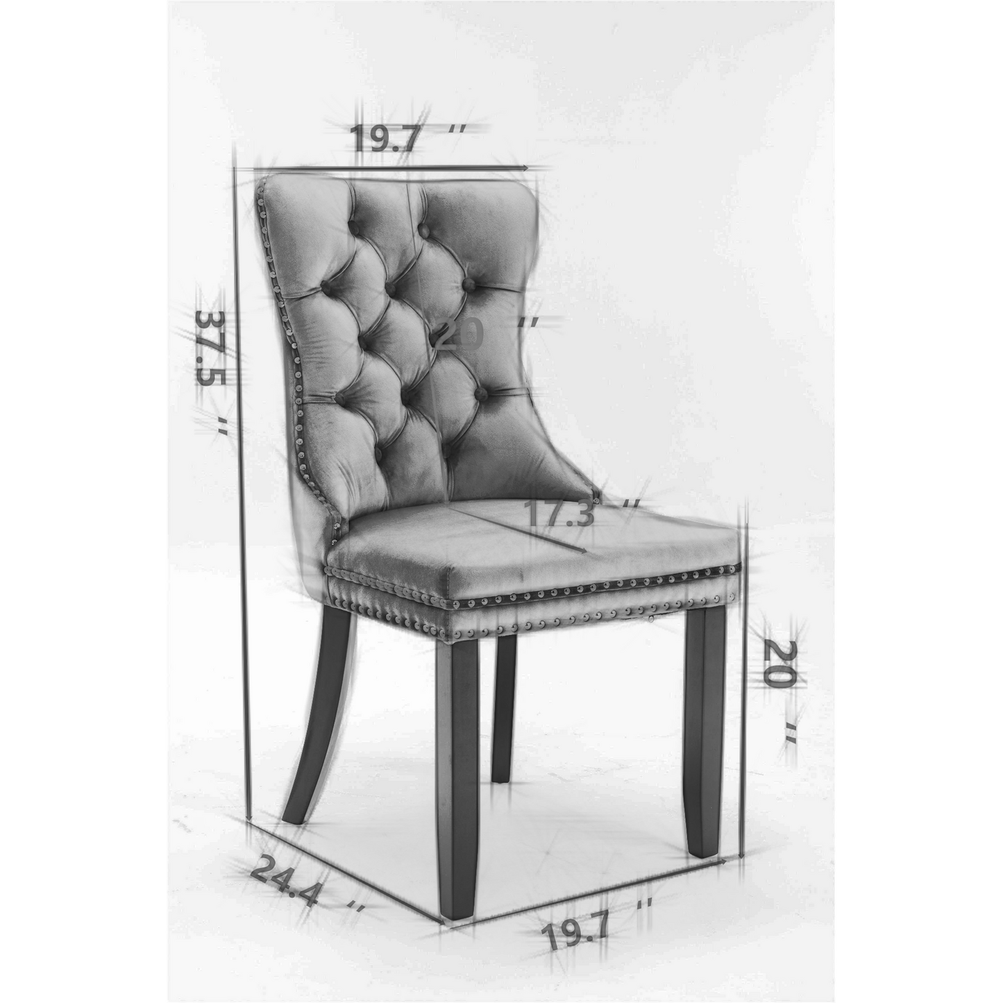 Modern High-End Tufted Velvet Dining Chair Set of 2 - Solid Wood Frame, Chrome Legs, Nailhead Trim, Beige Upholstered, Contemporary Design