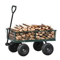 Heavy-Duty Garden Cart - Green Wagon Truck for Easy Firewood Transport and Outdoor Use