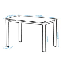 Modern Tempered Glass Dining Table with Rectangular Metal Legs - Stylish Table for Living Room & Kitchen, Black Finish