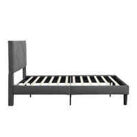 Full Size Upholstered Platform Bed Frame with Headboard - Strong Wood Slat Support, Mattress Foundation, No Box Spring Required Gray Color