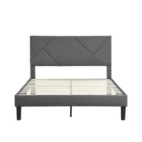 Full Size Upholstered Platform Bed Frame with Headboard - Strong Wood Slat Support, Mattress Foundation, No Box Spring Required Gray Color