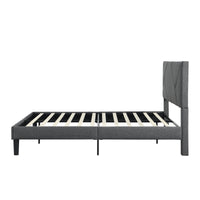 Full Size Upholstered Platform Bed Frame with Headboard - Strong Wood Slat Support, Mattress Foundation, No Box Spring Required Gray Color