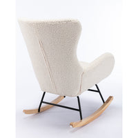 Cozy Teddy Fabric Padded Rocking Chair with High Backrest and Armrests - Perfect for Living Room and Nursery