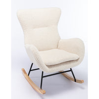 Cozy Teddy Fabric Padded Rocking Chair with High Backrest and Armrests - Perfect for Living Room and Nursery