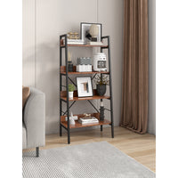 4-Layer Display Bookshelf - H Ladder Shelf Storage Unit with Metal Frame - Stylish and Durable Rack for Home or Office