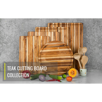 18 Inch Teak Wood Cutting Board Set - Pack of 5 Durable and Stylish Chopping Boards for Kitchen Use