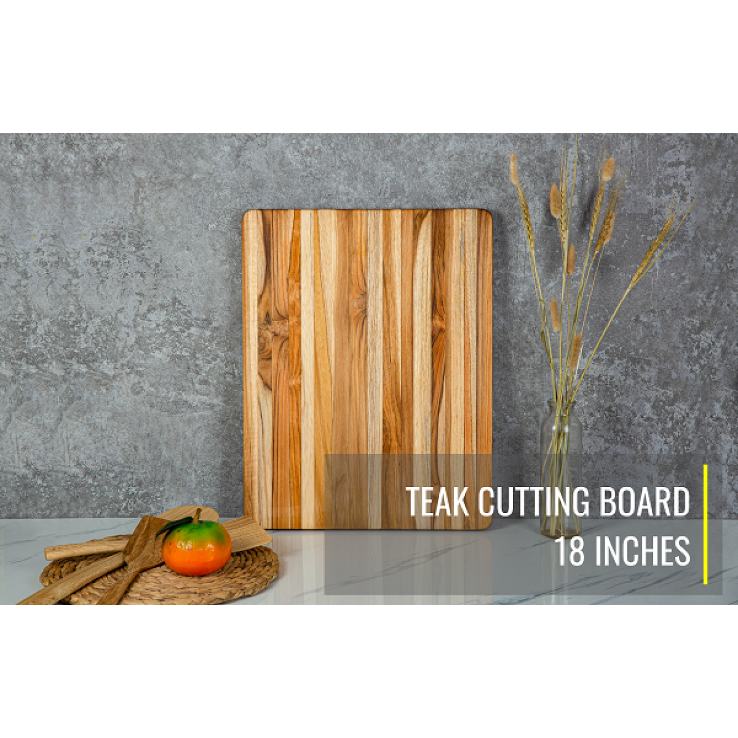 18 Inch Teak Wood Cutting Board Set - Pack of 5 Durable and Stylish Chopping Boards for Kitchen Use