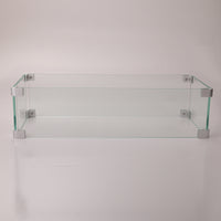 Rectangular Glass Wind Guard for Fire Pit - Durable Tempered Glass Barrier for Outdoor Gas Fire Pits, Wind Protection