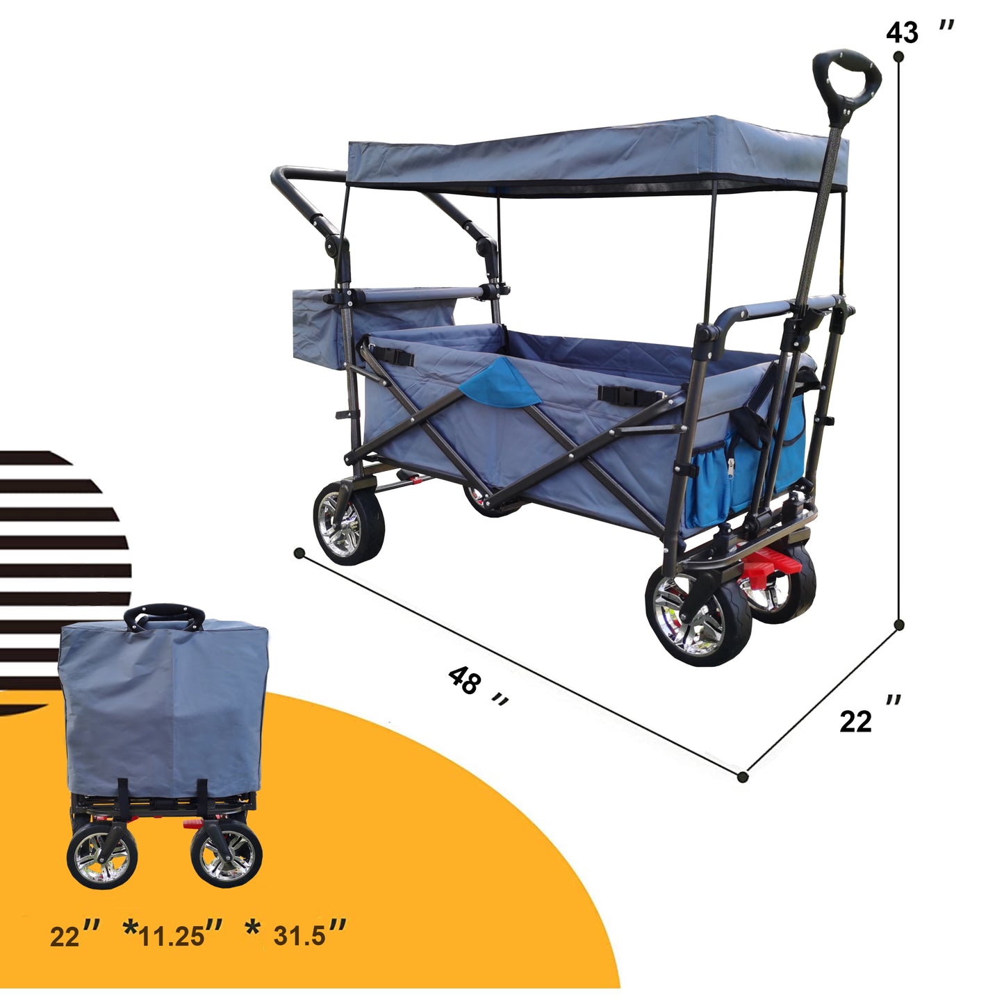 Utility Folding Wagon with Removable Canopy