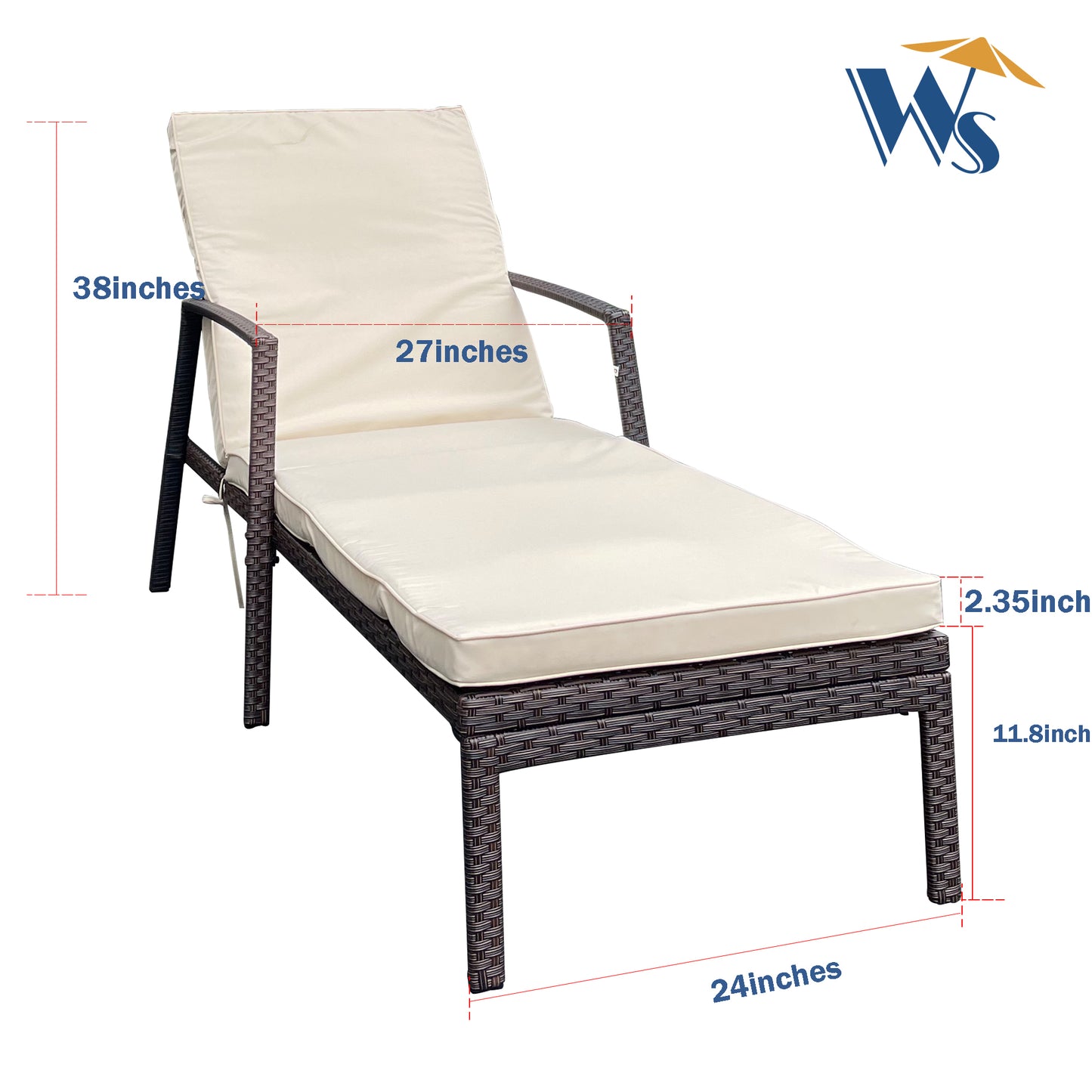 Outdoor Patio Lounge Chairs - Comfortable Rattan Wicker Chaise Lounge Chairs for Garden, Poolside, and Balconies in Brown