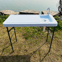 Outdoor Fish and Game Cleaning Table with Sink and Faucet - Portable Cutting Station for Camping and Fishing Activities