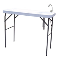 Outdoor Fish and Game Cleaning Table with Sink and Faucet - Portable Cutting Station for Camping and Fishing Activities