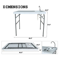 Outdoor Fish and Game Cleaning Table with Sink and Faucet - Portable Cutting Station for Camping and Fishing Activities