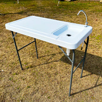 Outdoor Fish and Game Cleaning Table with Sink and Faucet - Portable Cutting Station for Camping and Fishing Activities