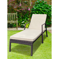 Outdoor Patio Lounge Chairs - Comfortable Rattan Wicker Chaise Lounge Chairs for Garden, Poolside, and Balconies in Brown