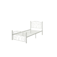 Twin Size Flower Sturdy Metal Bed Frame with Headboard and Footboard