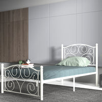 Twin Size Flower Sturdy Metal Bed Frame with Headboard and Footboard