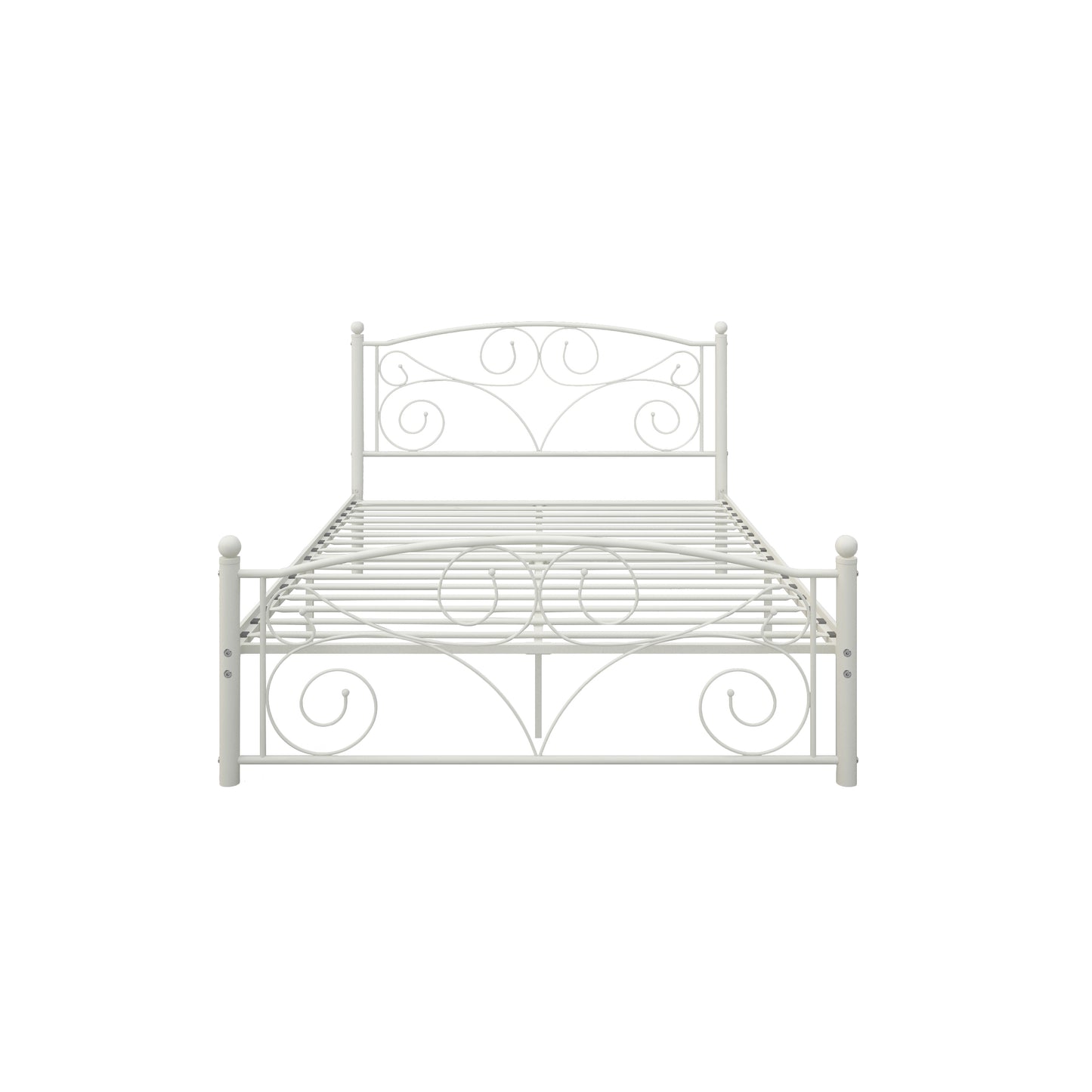 Queen Size Flower Sturdy System Metal Bed Frame with Headboard and Footboard