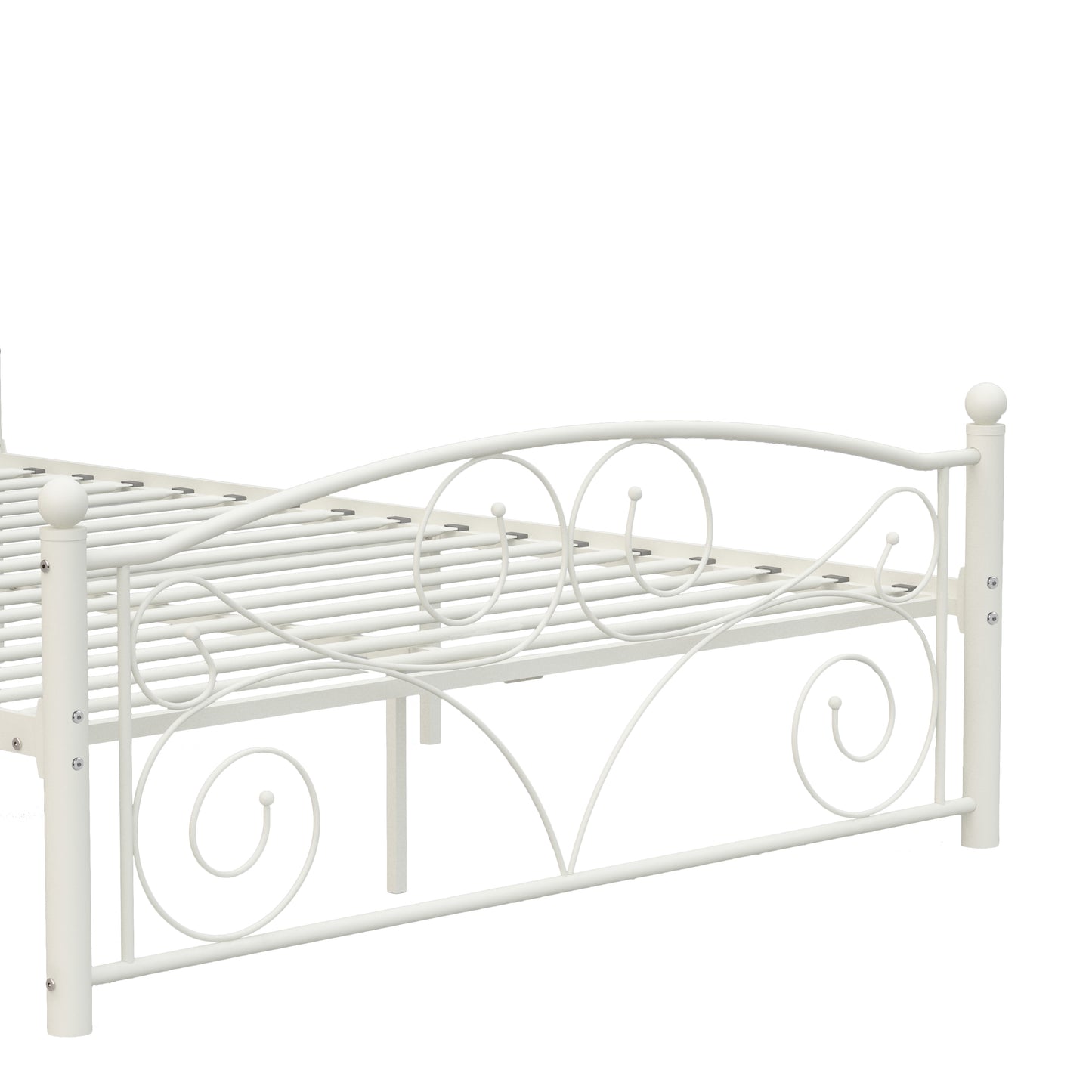 Queen Size Flower Sturdy System Metal Bed Frame with Headboard and Footboard