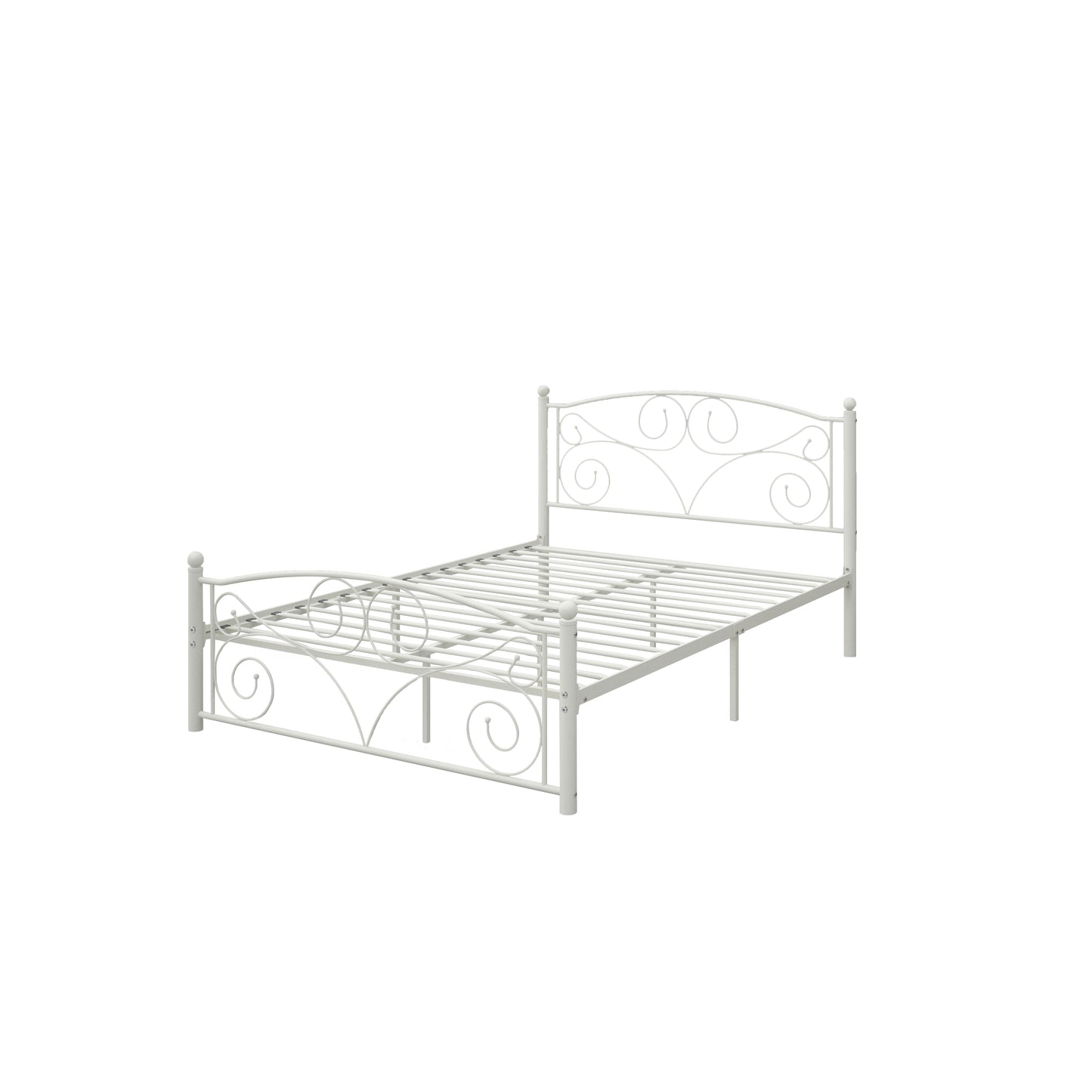 Queen Size Flower Sturdy System Metal Bed Frame with Headboard and Footboard