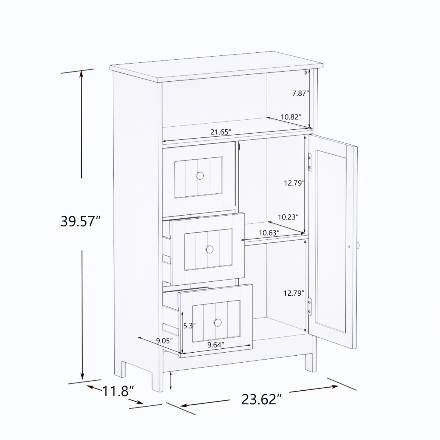 Bathroom Standing Storage Cabinet with 3 Drawers & 1 Door - Elegant White Organizing Solution