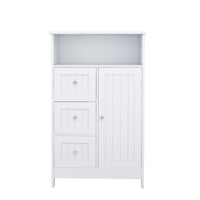 Bathroom Standing Storage Cabinet with 3 Drawers & 1 Door - Elegant White Organizing Solution