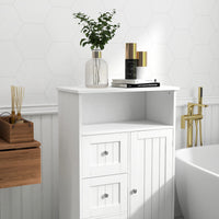 Bathroom Standing Storage Cabinet with 3 Drawers & 1 Door - Elegant White Organizing Solution