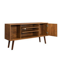 Modern TV Stand for Living Room Furniture - 1 Storage Cabinet & 2 Shelves, High-Quality Particle Board, Walnut Finish