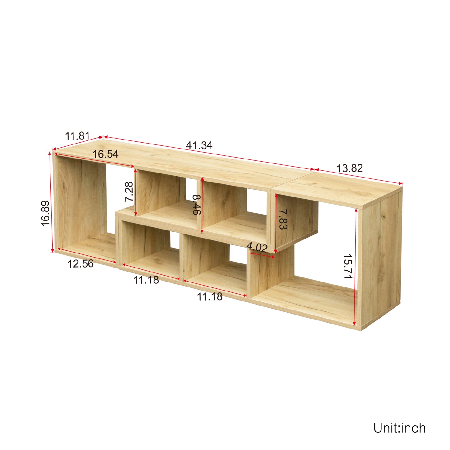 L-Shaped Oak TV Stand and Display Shelf - Stylish Bookcase for Home Furniture, Perfect for Living Room and Entertainment Space