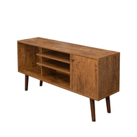 Modern TV Stand for Living Room Furniture - 1 Storage Cabinet & 2 Shelves, High-Quality Particle Board, Walnut Finish