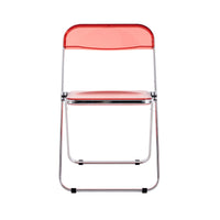 Clear Red Transparent Folding Chair - Durable PC Plastic Living Room Seat for Versatile Use