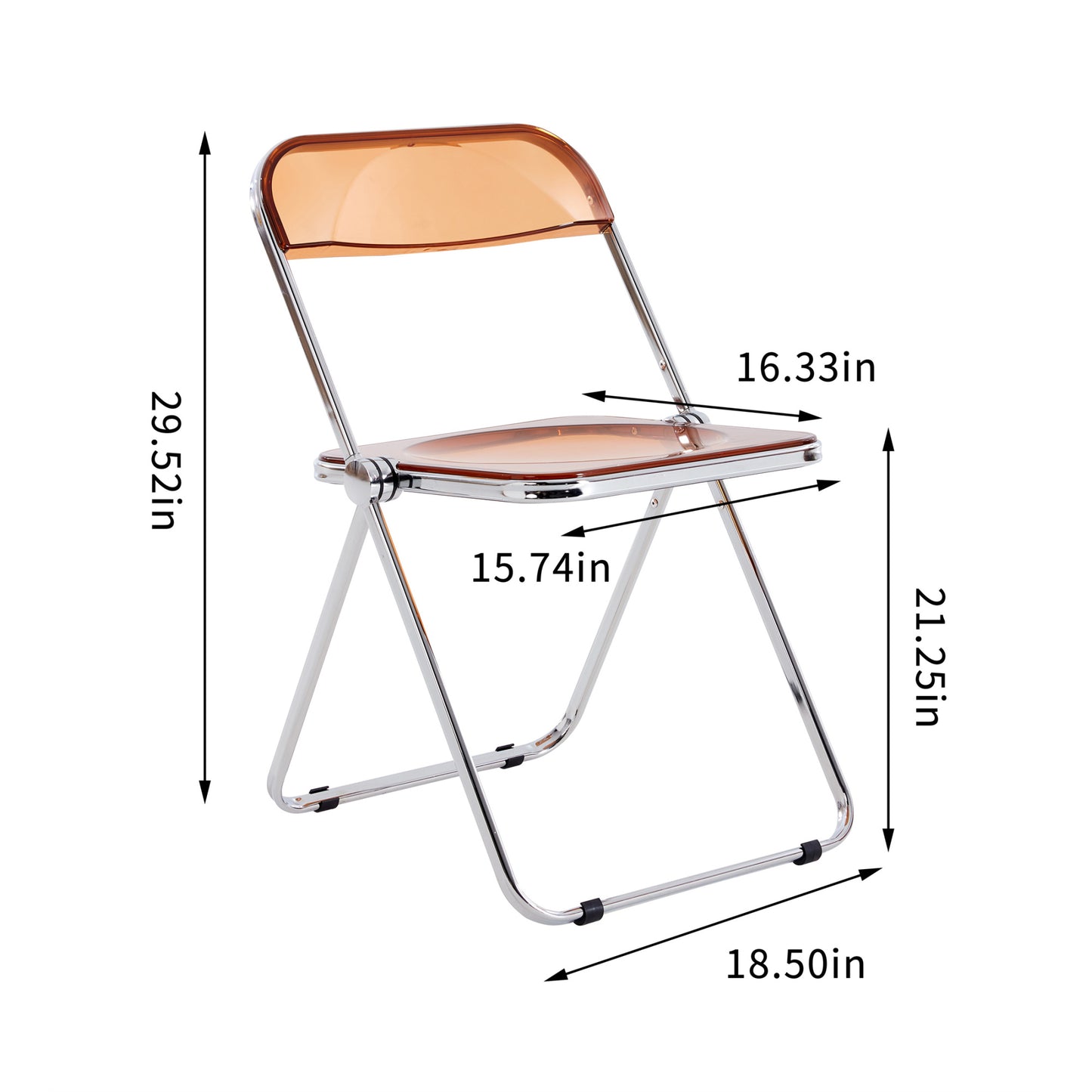 Yellow Clear Transparent Folding Chair - PC Plastic Seat for Living Room, Dining, and Outdoor Use