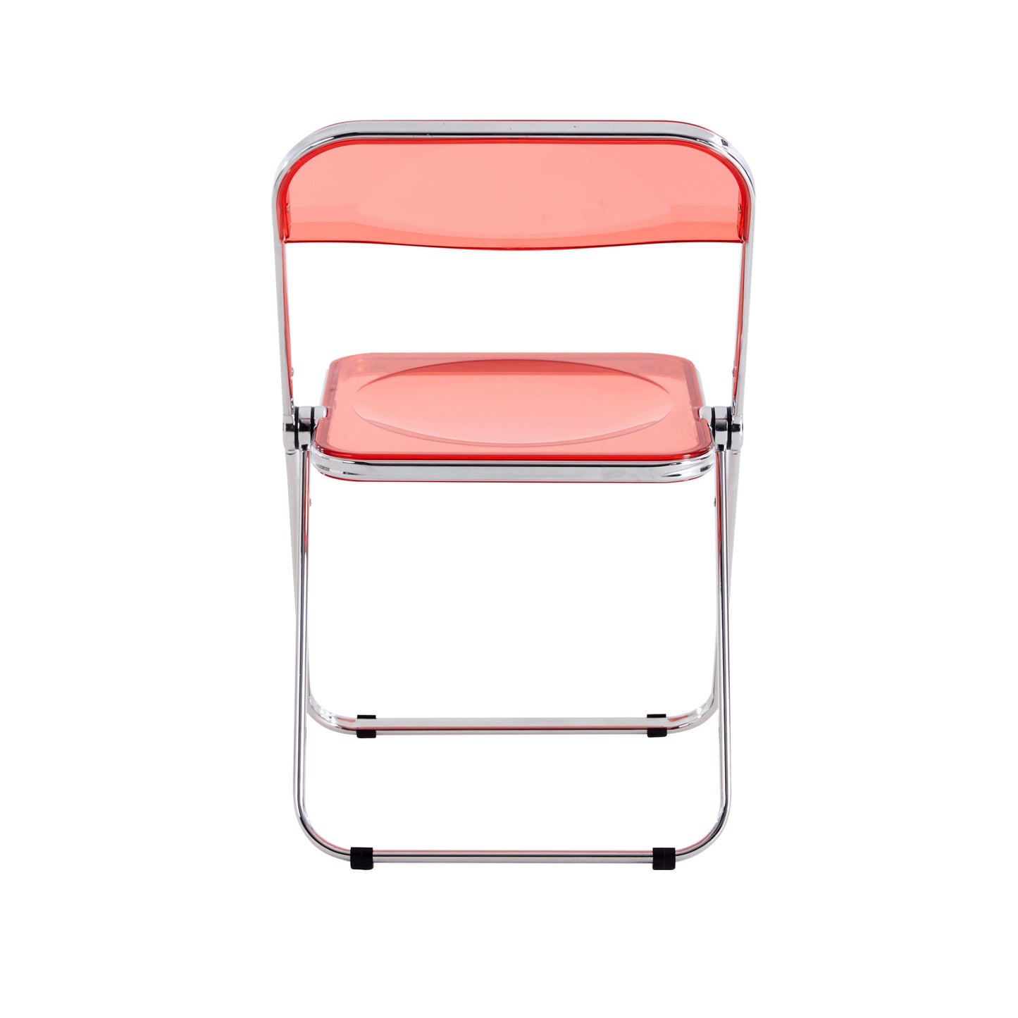 Clear Red Transparent Folding Chair - Durable PC Plastic Living Room Seat for Versatile Use