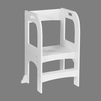 Child Standing Tower - Adjustable Step Stool for Kids, Toddler Kitchen Helper, Safe and Sturdy Design, White Finish