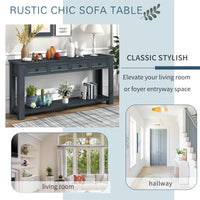 Stylish Console Table with Storage Drawers and Bottom Shelf for Entryway Hallway, Navy Finish