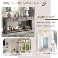 Console Table with Storage Drawers and Bottom Shelf for Entryway or Hallway - Gray Wash Finish
