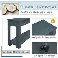 Stylish Console Table with Storage Drawers and Bottom Shelf for Entryway Hallway, Navy Finish