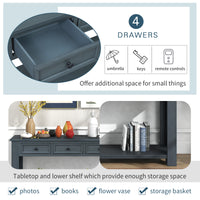 Stylish Console Table with Storage Drawers and Bottom Shelf for Entryway Hallway, Navy Finish