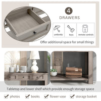 Console Table with Storage Drawers and Bottom Shelf for Entryway or Hallway - Gray Wash Finish