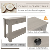 Console Table with Storage Drawers and Bottom Shelf for Entryway or Hallway - Gray Wash Finish