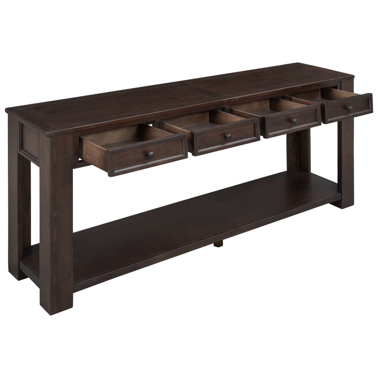 Sofa Table with Storage Drawers and Bottom Shelf for Entryway or Hallway - Espresso Finish, Stylish Console Table