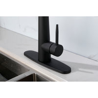Black Kitchen Faucet with Pull Down Sprayer - Matte Finish, Single Handle, Fingerprint Resistant, Deck Mount Sink Faucet