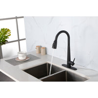 Black Kitchen Faucet with Pull Down Sprayer - Matte Finish, Single Handle, Fingerprint Resistant, Deck Mount Sink Faucet